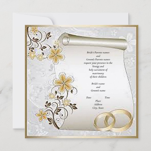 Flower Scroll Wedding Invitation  (Front)