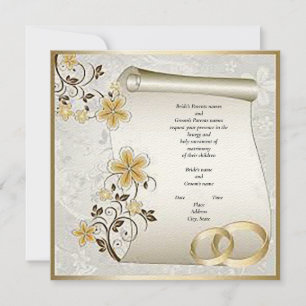 Flower Scroll Wedding Invitation