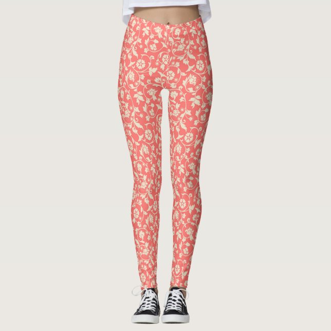 Flower Seamless Pattern Background Leggings (Front)