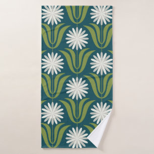 Flower seamless pattern design. Scandinavian style Bath Towel