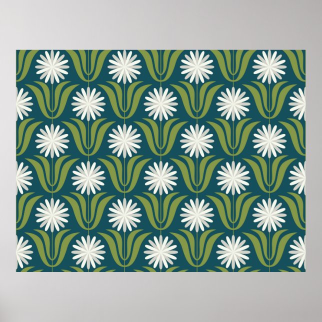 Flower seamless pattern design. Scandinavian style Poster (Front)
