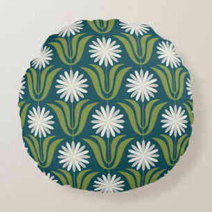Flower seamless pattern design. Scandinavian style Round Cushion