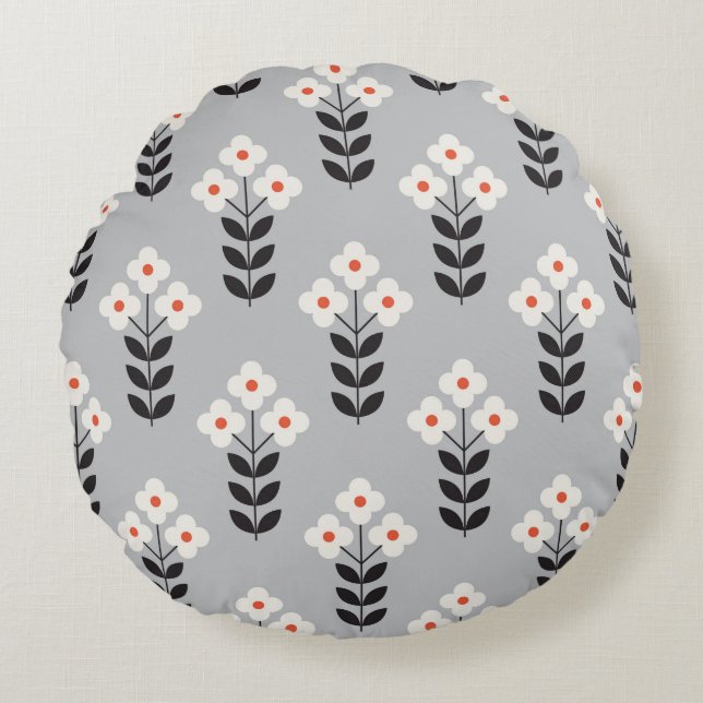 Flower seamless pattern design. Scandinavian style Round Cushion (Front)