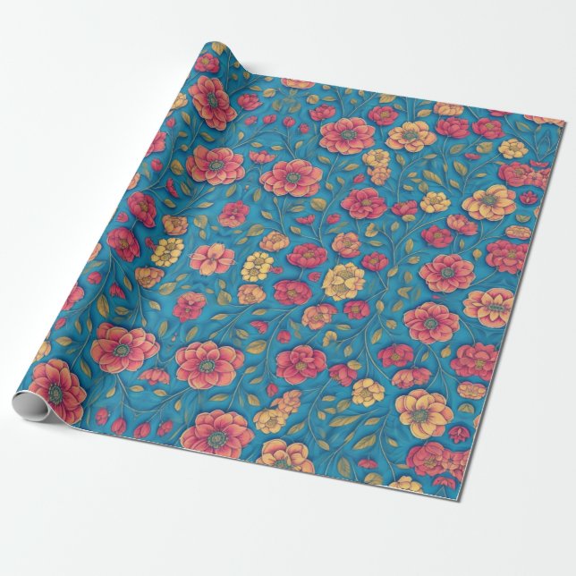 Flower seamless pattern wrapping paper (Unrolled)