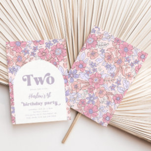 Flower Second Birthday Invitation   Wildflower