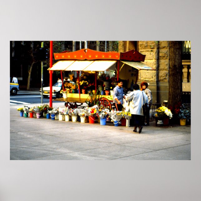 Flower seller, Santiago, Chile Poster (Front)