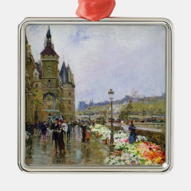 Flower Sellers by the Seine Metal Tree Decoration (Front)