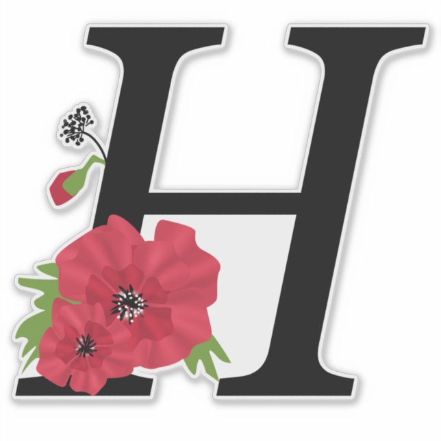 Flower set, monogram H, letter H, flowers, monogra (Front)