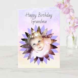 Flower Shape Custom Photo Pastel Watercolor Card