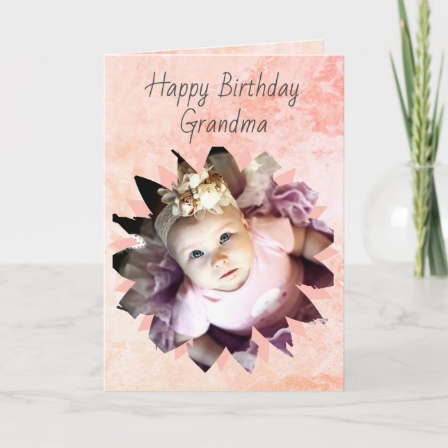 Flower Shape Custom Photo Pastel Watercolor Card (Front)