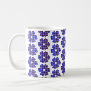 Flower Shape Plaid Blue Cornflower Coffee Mug