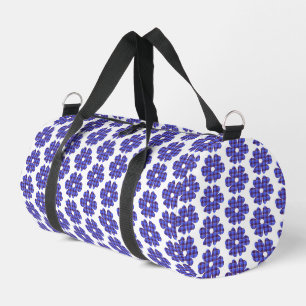 Flower Shape Plaid Blue Cornflower Duffle Bag