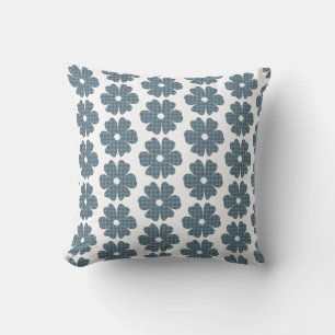 Flower Shape Plaid Blue Gray Cushion