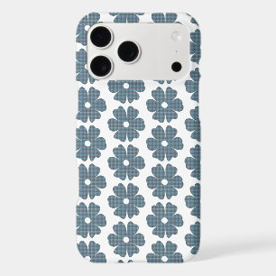 Flower Shape Plaid Blue Gray iPhone Slim Case
