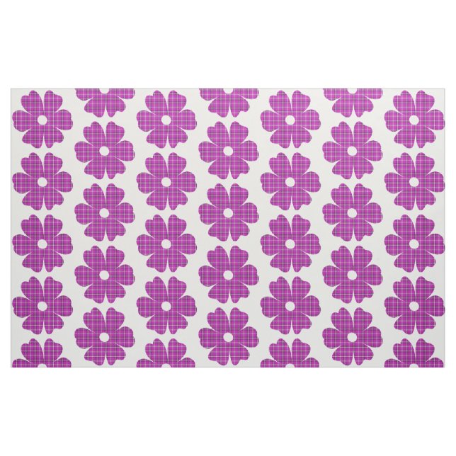 Flower Shape Plaid Pink Purple Fabric (Fat Quarter)
