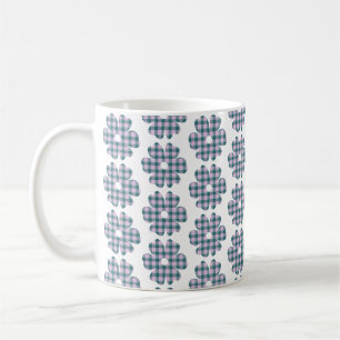Flower Shape Plaid Pink Teal Coffee Mug