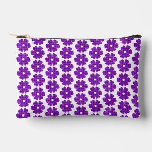 Flower Shape Plaid Purple Pink Accessory Pouch