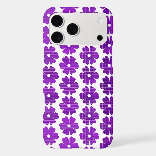 Flower Shape Plaid Purple Pink iPhone Slim Case (Back)