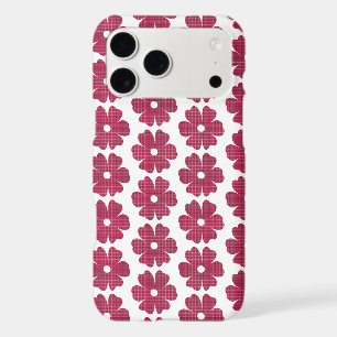 Flower Shape Plaid Red Pink iPhone Slim Case
