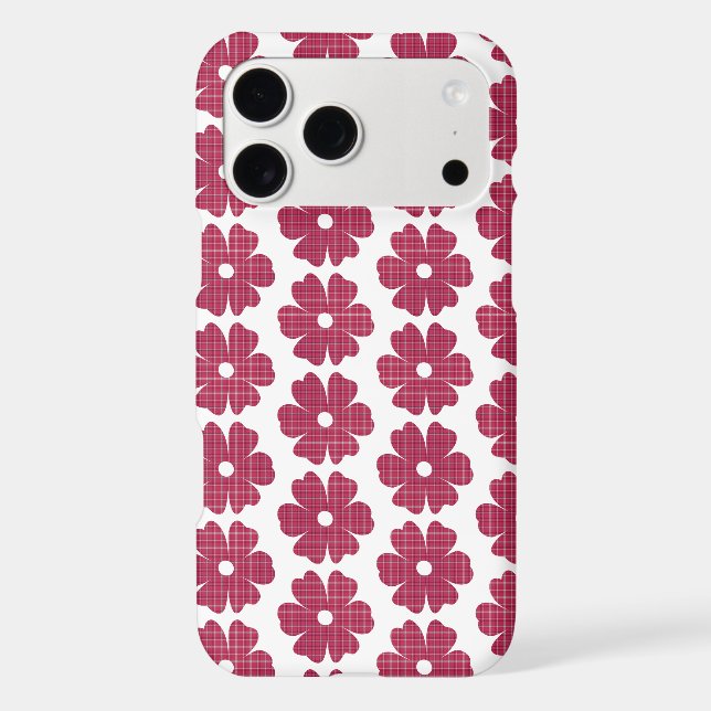 Flower Shape Plaid Red Pink iPhone Slim Case (Back)