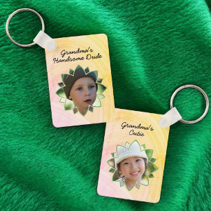 Flower Shape Replaceable Photo Colorful Background Key Ring