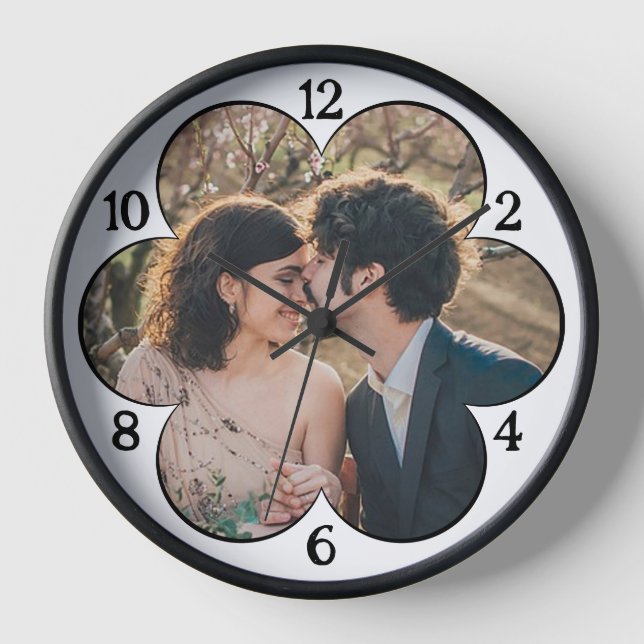 Flower Shaped Floral Easy Custom Photo Template Clock (Front)