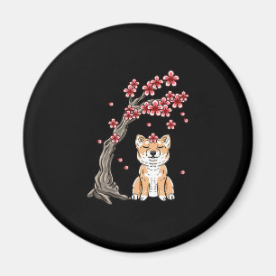 Flower shiba inu   cute animal product magnet