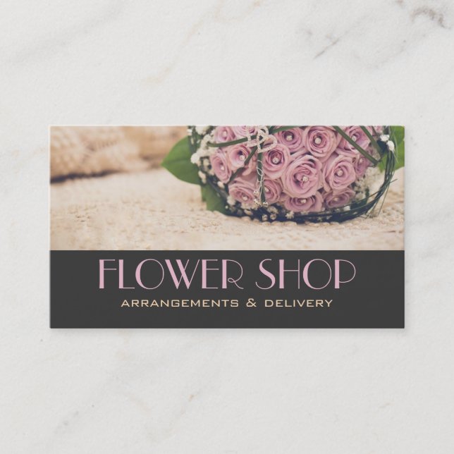 Flower Shop Delivery Florist Business Card (Front)