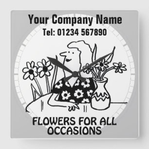 Flower Shop Florist Wall Square Wall Clock