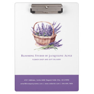 Flower Shop Lavender Personalised Elegant Clipboard