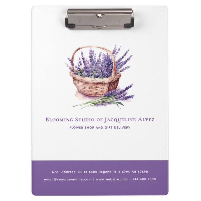 Flower Shop Lavender Personalised Elegant Clipboard (Front)
