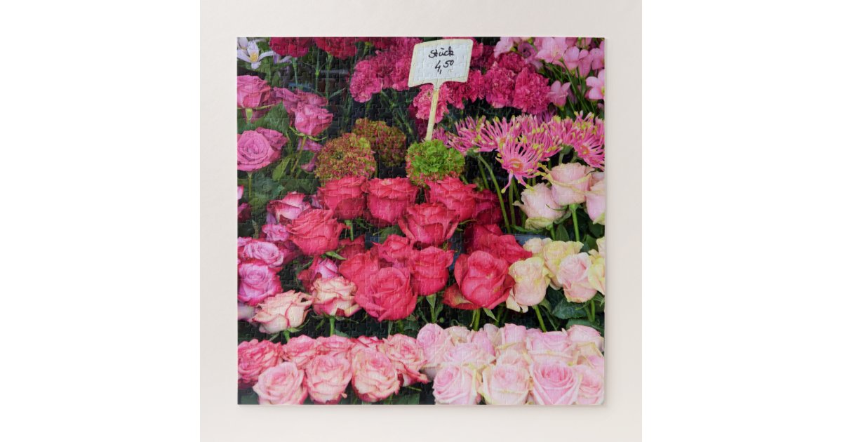 Flower Shop Munich Market 20x20 676 pcs. Jigsaw Puzzle Zazzle