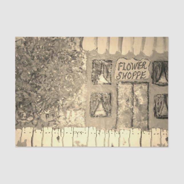 Flower Shoppe Sepia Tissue Paper (Front)