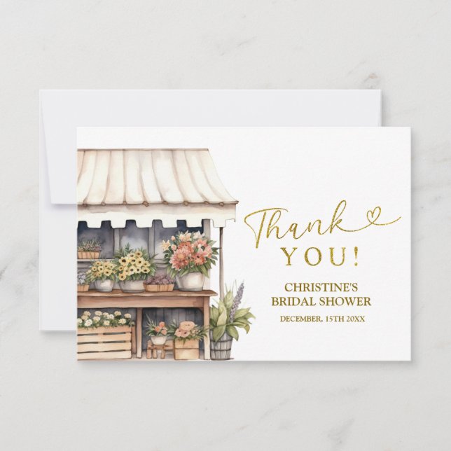 Flower Shops Bridal Shower Thank You Card (Front)