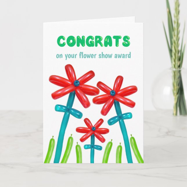 Flower Show Award Congratulations Balloons Card (Front)