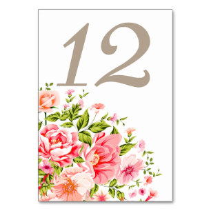 Flower Shower Bouquet Table Numbers   baby pink