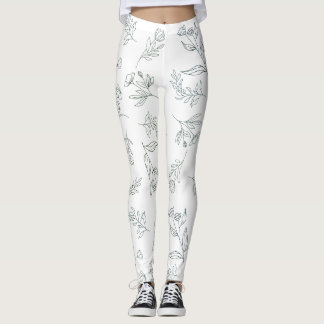Flower silhouette pattern leggings