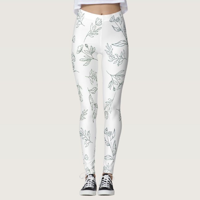Flower silhouette pattern leggings (Front)