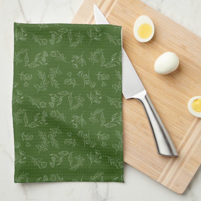 Flower silhouette pattern tea towel (Quarter Fold)