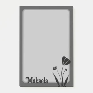 Flower - Simple Silhouette, Personalised Post-it Notes