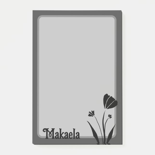 Flower - Simple Silhouette, Personalised Post-it Notes (Front)