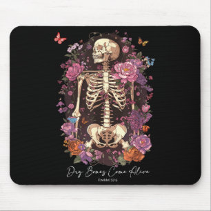 Flower Skeleton Dry Bones Come Alive, Retro Enchan Mouse Mat