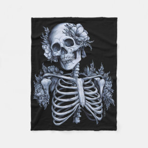 Flower Skeleton Floral Skull Halloween Gothic Occu Fleece Blanket
