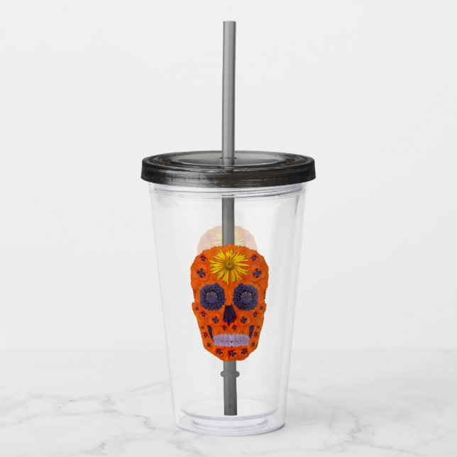 Flower Skull 1 Acrylic Tumbler (Front)