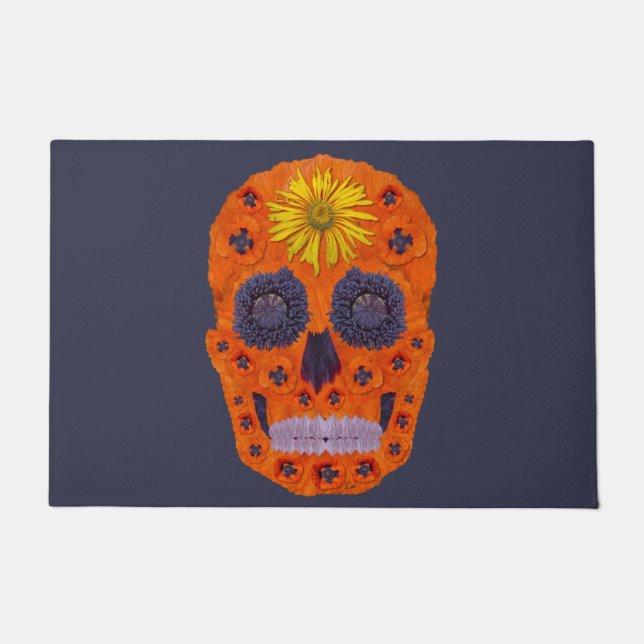 Flower Skull 1 Doormat (Front)