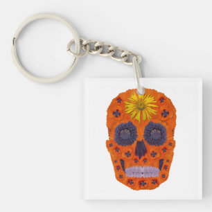 Flower Skull 1 Key Ring