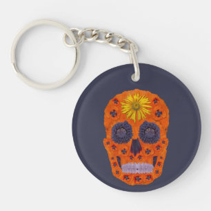 Flower Skull 1 Key Ring