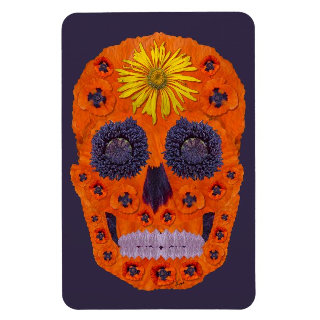 Flower Skull 1 Magnet (Vertical)