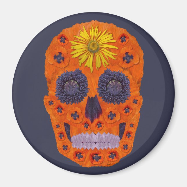 Flower Skull 1 Magnet (Front)