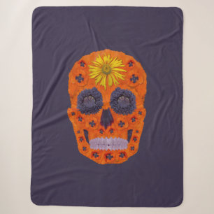 Flower Skull 1 Sherpa Blanket